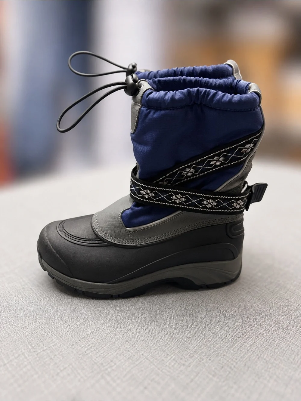 Lands’ End Women’s Winter Snow Boots Navy Gray Waterproof Size 7